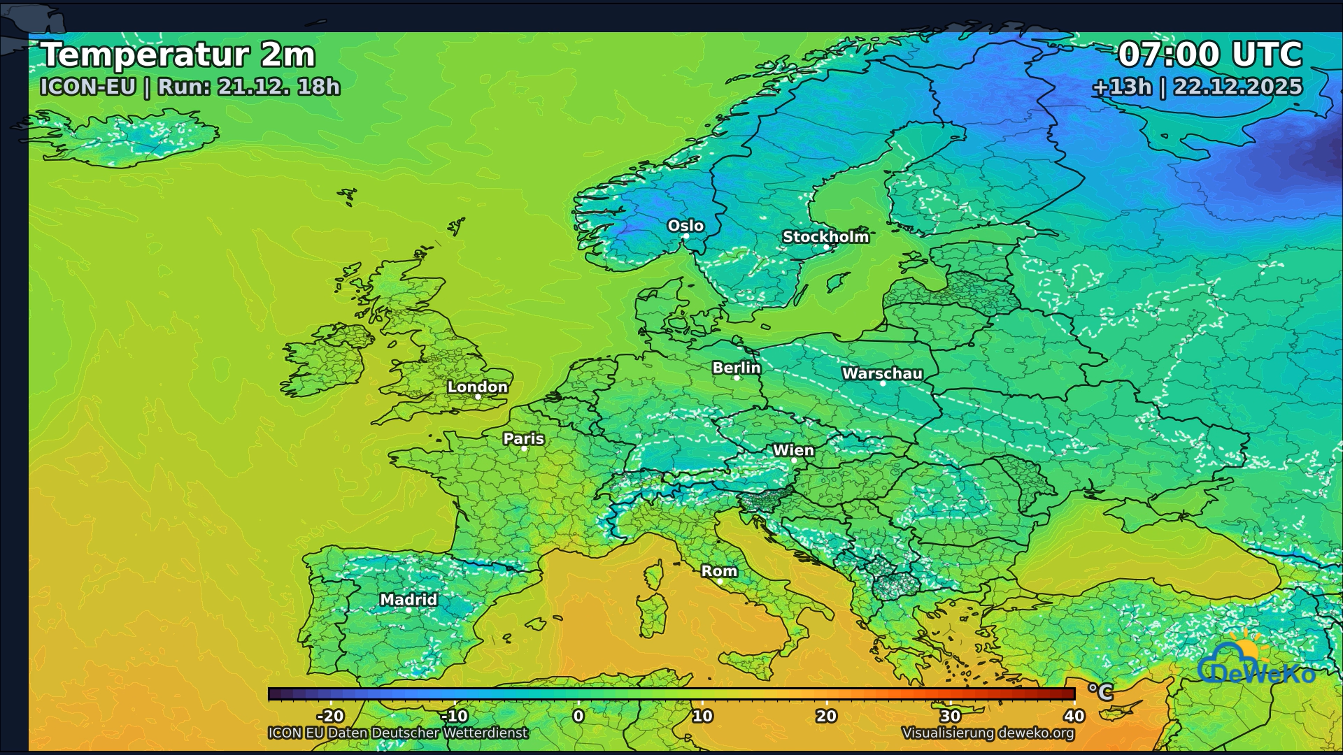 DeWeKo_icon_eu_temp_13h-2 Ruhiges Weihnachtswetter, es weht ein kalter Ostwind!