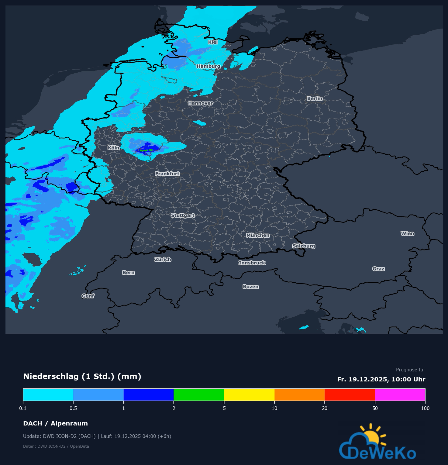 DeWeKo_precip_2025-12-19T09-00-00-000Z Mildes 4. Adventwochenende - danach kälter!