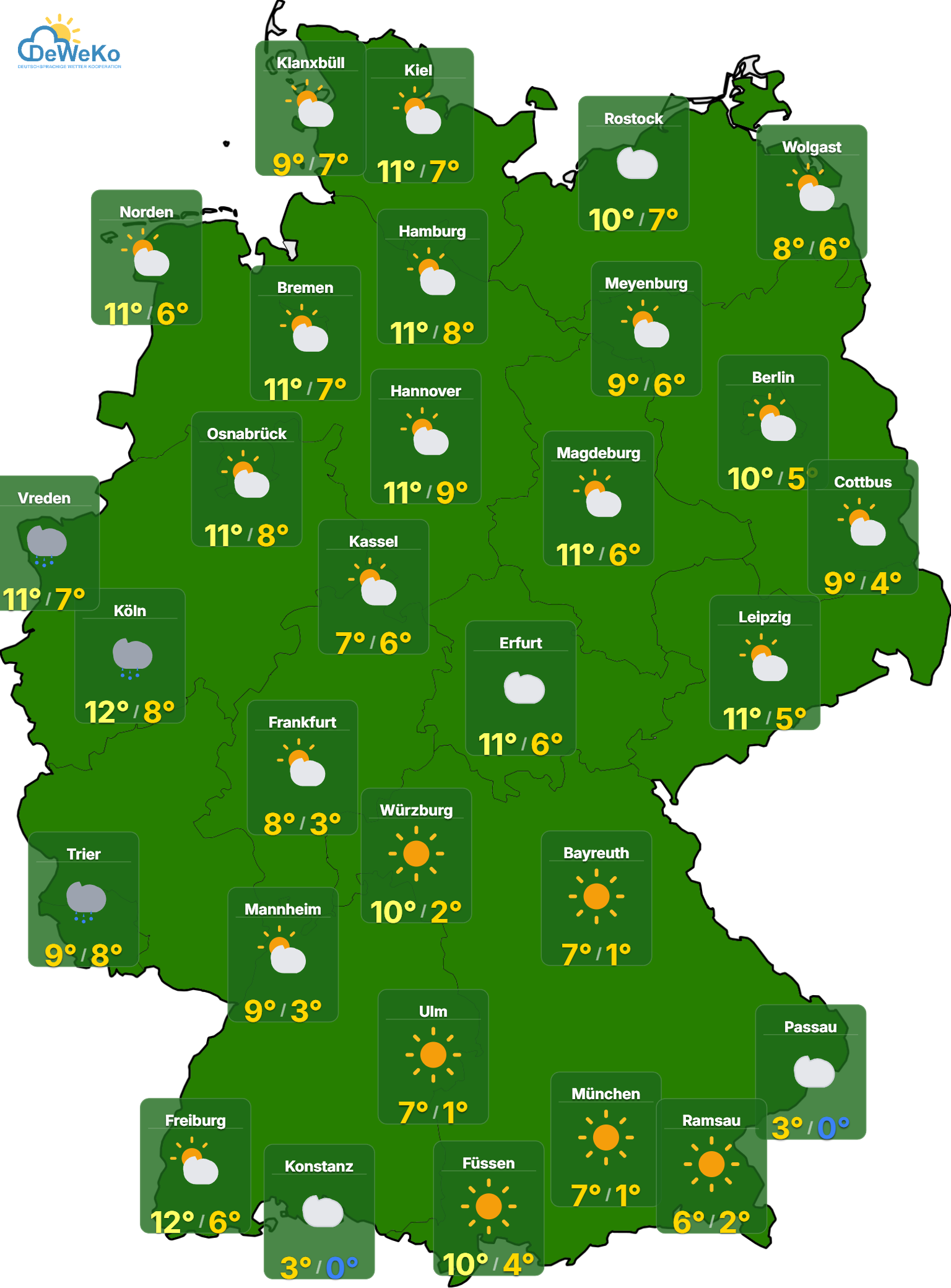 wetterkarte-deutschland-fr-19-12-2025 Das Wetter für Deutschland, Donnerstag, den 18.12.2025, wird ihnen präsentiert von DeWeKo.