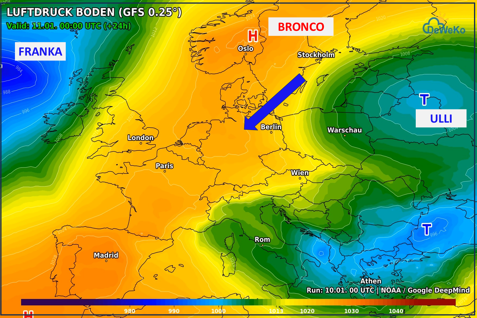 00MaskeLuftdruck1-7 Winterwochenende – Montag bringen neue Tiefs dann eine Milderung!