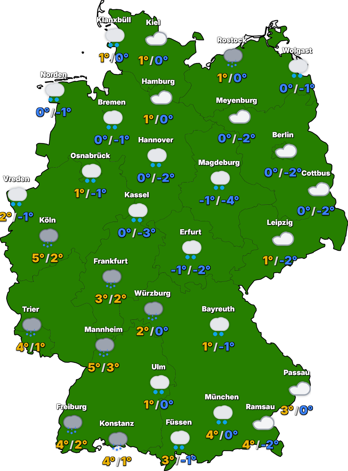 STUDIO-Deutschland-2026-01-27 Luftmassengrenze bringt dem Westen Regen, im Osten bleibt es meist bei Schnee, örtlich auch gefrierender Regen!