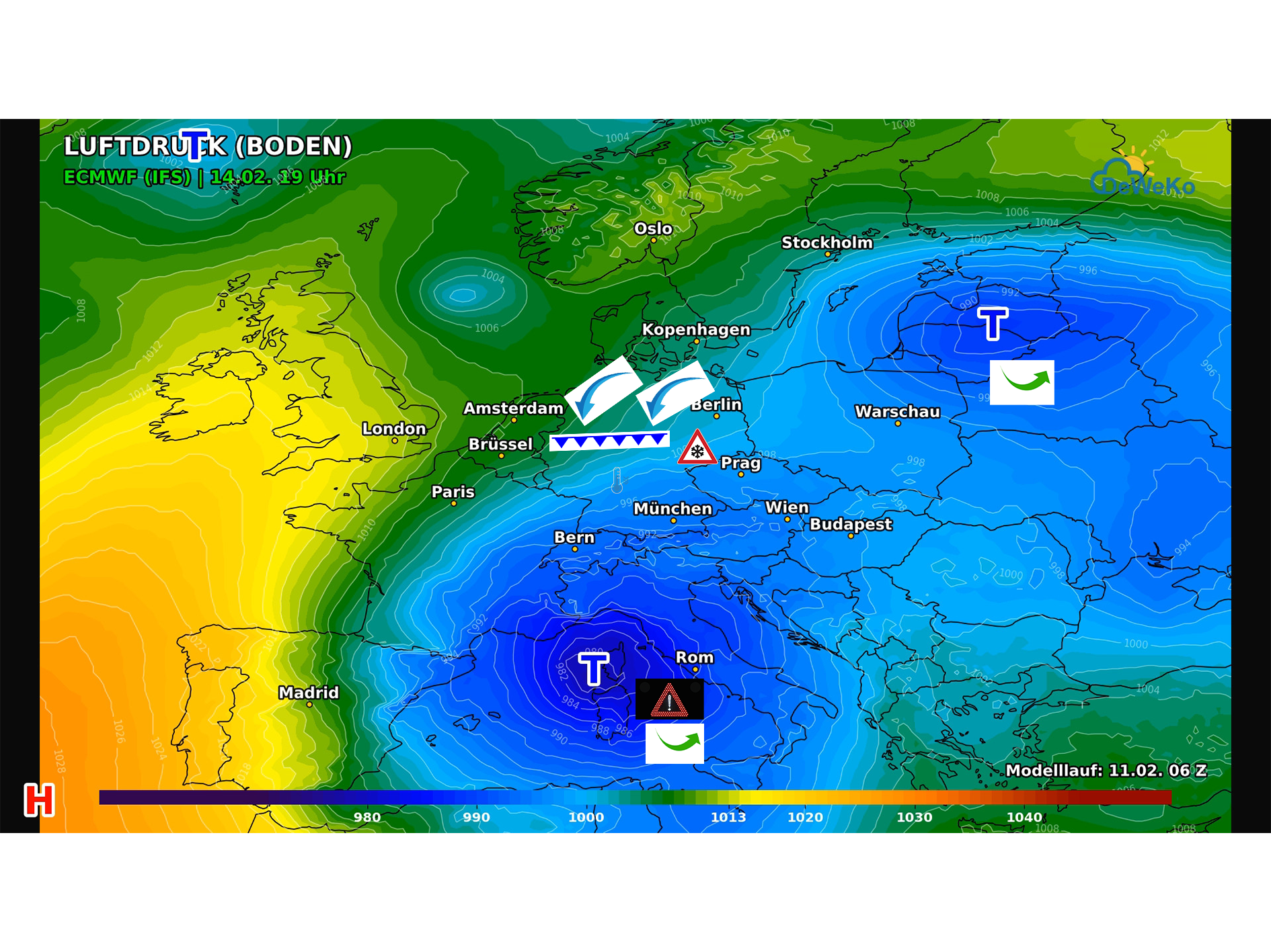 Air-Sa Kurzer Rückkehr zum Winter,ab Rosenmontag übernimmt der Atlantik die Regie