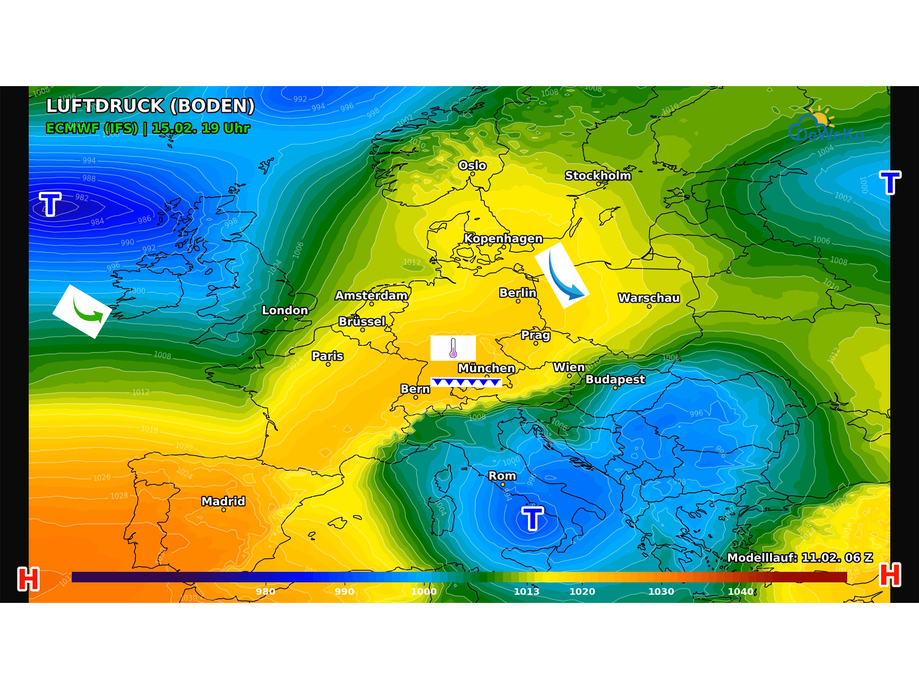 Air-So-Mo Kurzer Rückkehr zum Winter,ab Rosenmontag übernimmt der Atlantik die Regie
