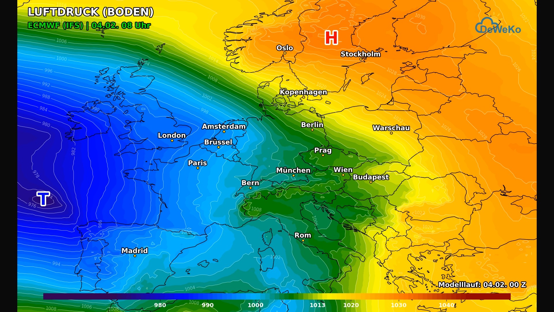 DeWeKo_ecmwf_eu_10d_pressure_F0_1770207784838 Winter-Comeback oder Frühlingshauch: Wo wird die Rutschpartie heute Nacht gefährlich?
