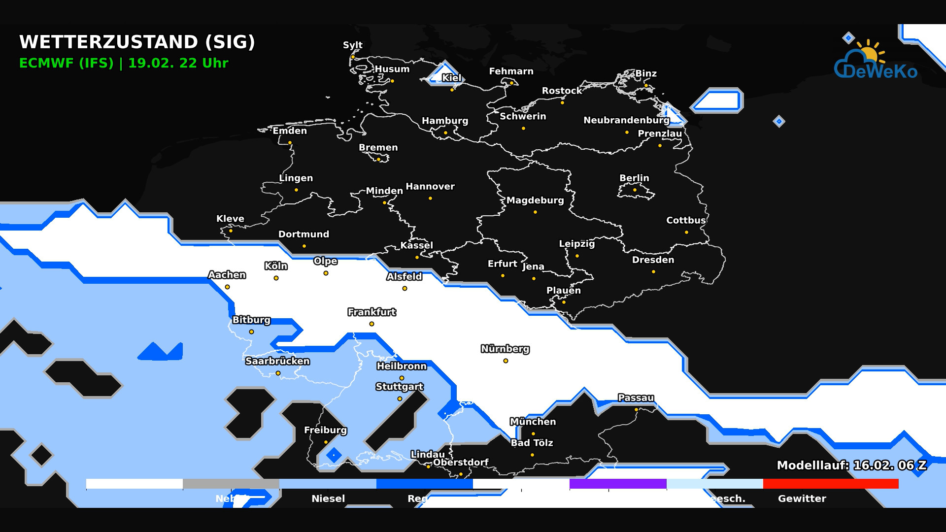 Sig.Wett-Do-19.02.2026 Luftmassengrenze Donnerstag mit viel Schnee,Sonntags am Rhein bis +15 Grad