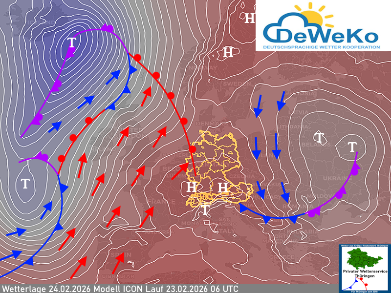 wetterlage-24022026 Wetterlage weiter atlantisch geprägt, wechselhaft, windig und mild