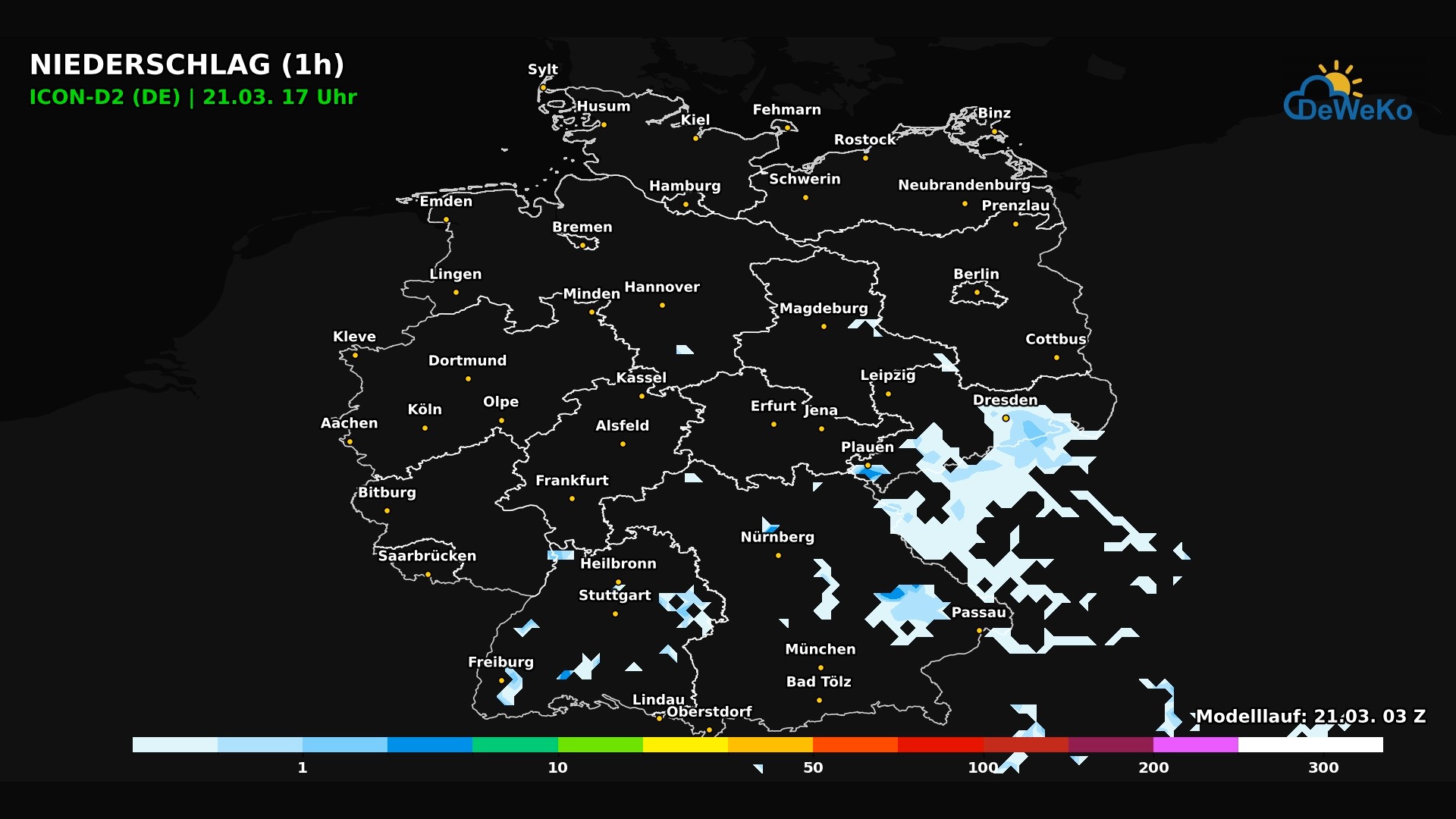 DeWeKo_icon_d2_de_api_rain_F13_1774072129125 Das Wochenende wieder unter hohem Luftdruck mit einem Kälte-Ei in der Höhe!
