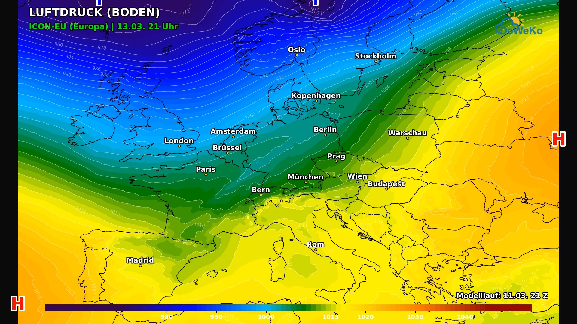 DeWeKo_icon_eu_europe_pressure_F42_1773288499135-1 Atlantische Störungen bringen wechselhaftes Wetter nach Deutschland!