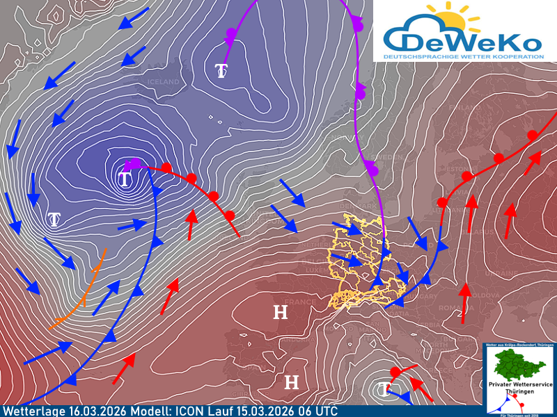wetterlage-16032026 Wetterlage zeigt sich kühl und nach Osten und Südosten wechselhaft !