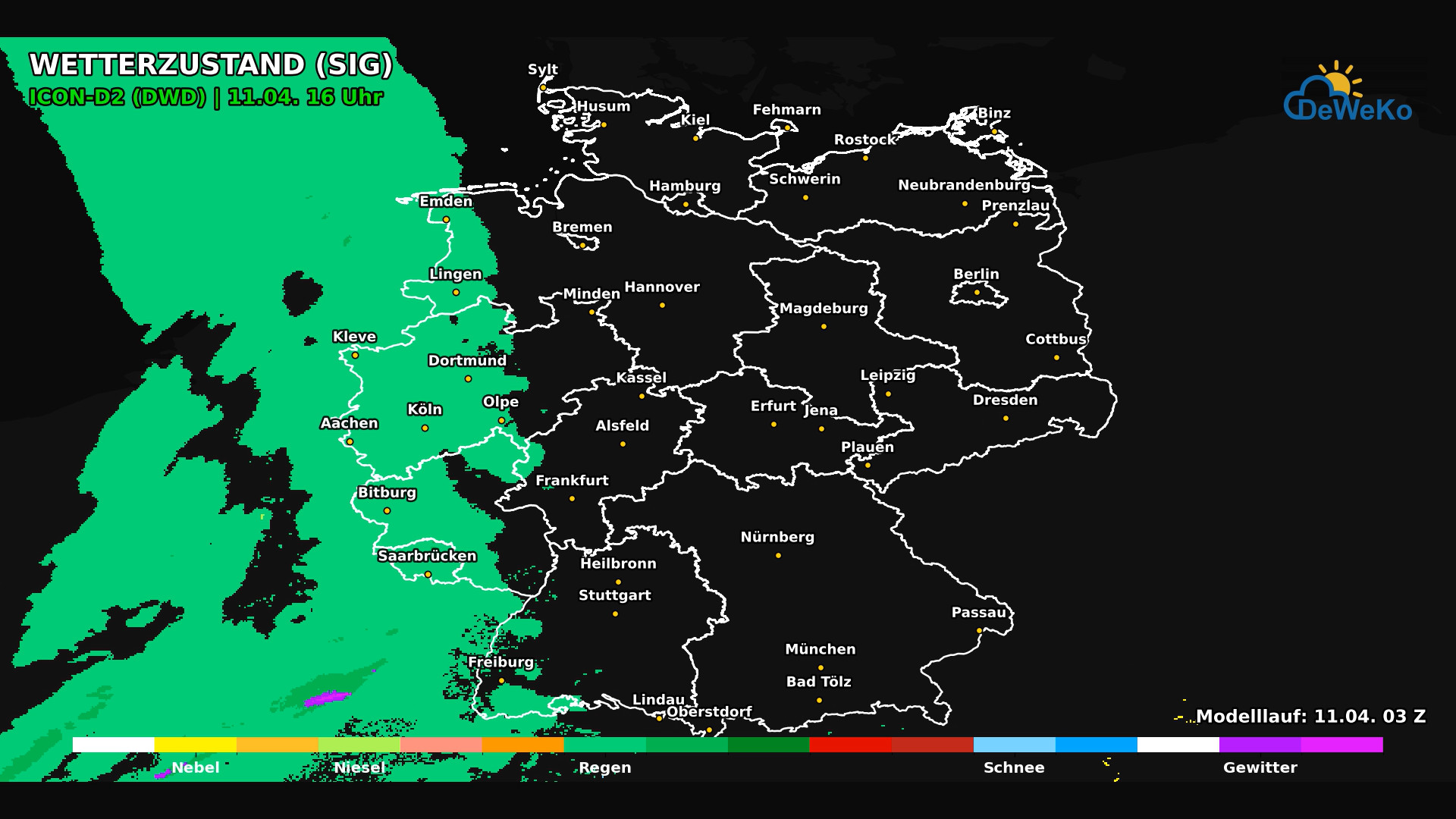 DeWeKo_icon_d2_de_api_weather_code_F12_1775884991003 Deutschland erlebt einen freundlichen Samstag! Sonntag neuer Regen und kühler!