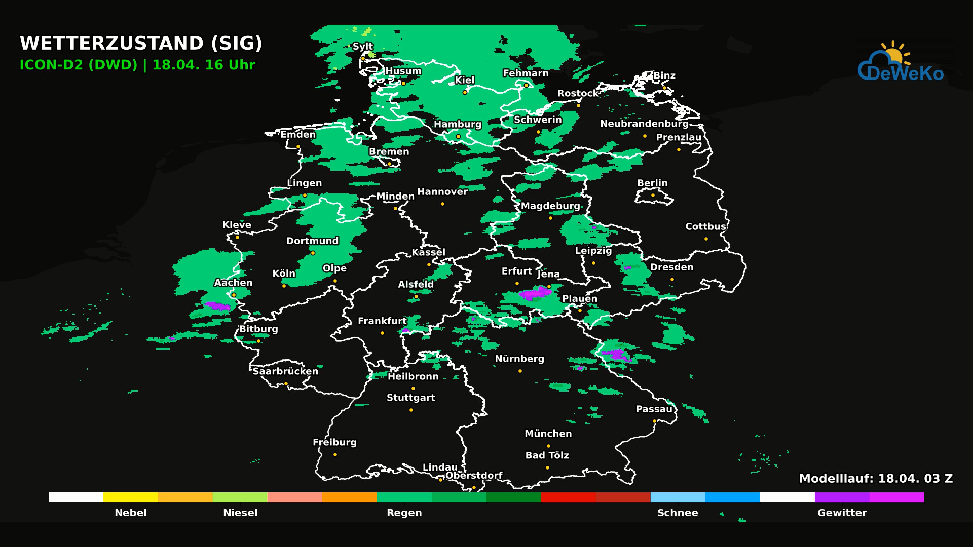 Icon-D2-Sa-18.04.26-16 Kaltfront dämpft den Frühling , Wetterumschwung vollzieht sich