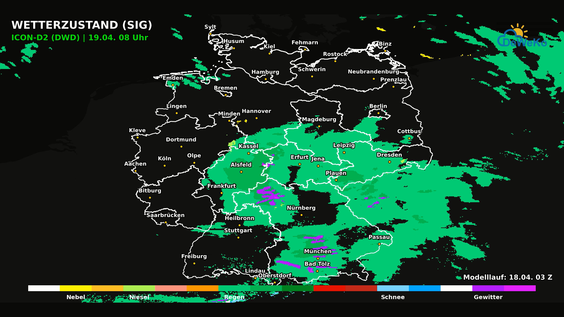 Icon-D2-So-18.04.26 Kaltfront dämpft den Frühling , Wetterumschwung vollzieht sich