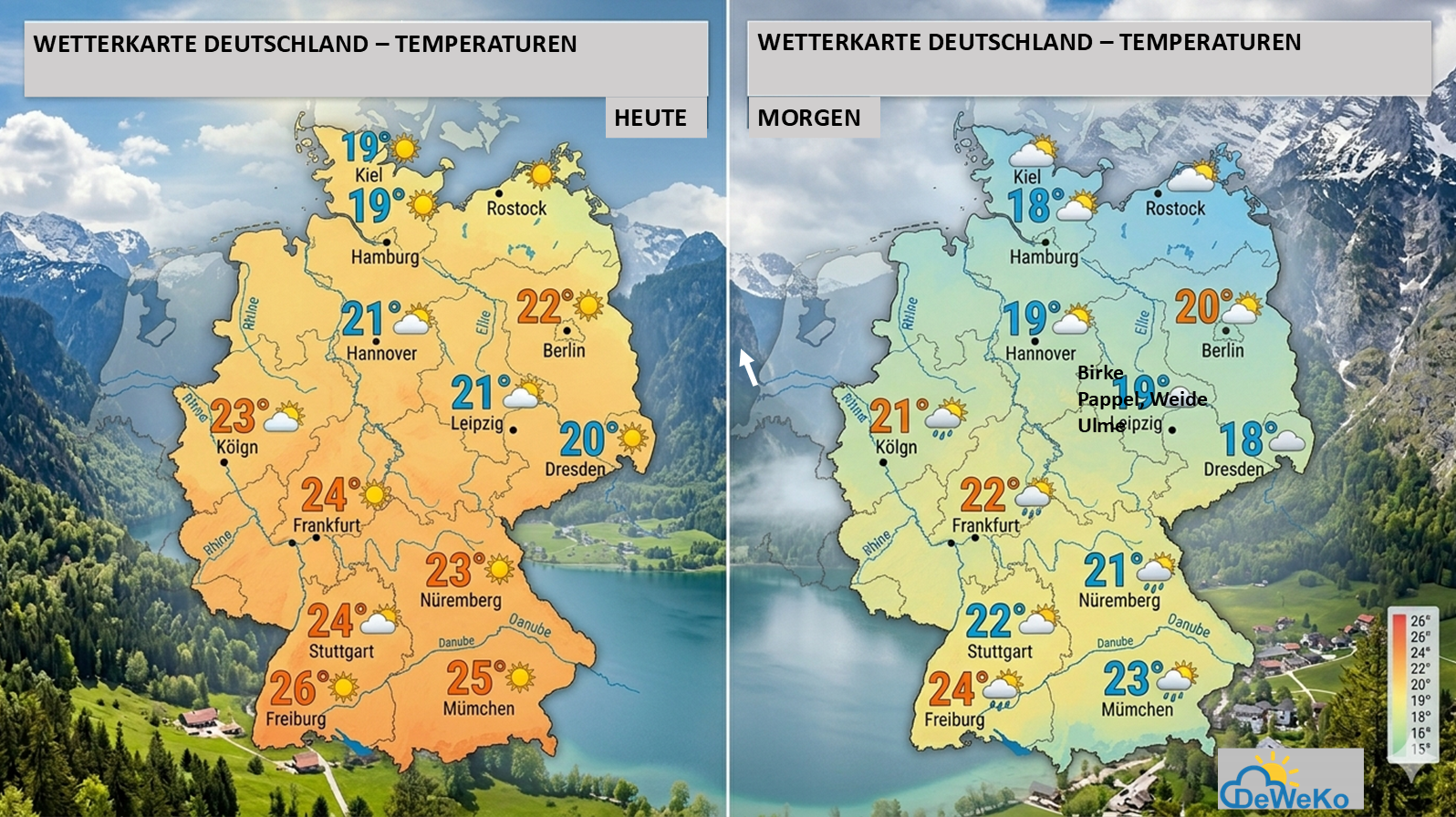 KI-Karte Windiger Norden – nur kurze Schwächephase von Hoch ULI – weiter kein Regen in Sicht!