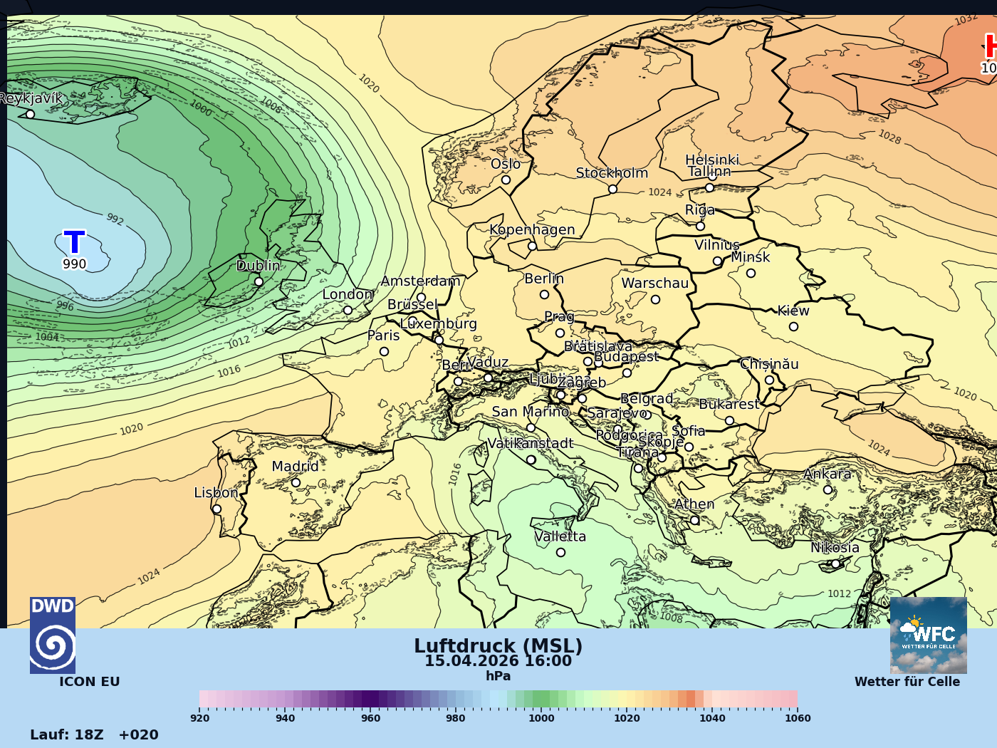 maps-2 Hochbrücke STEFAN bringt heitere oder sonnige Tage mit nur geringer Schauerneigung! Geringe Luftdruckgegensätze bringen eine Sumpflage!