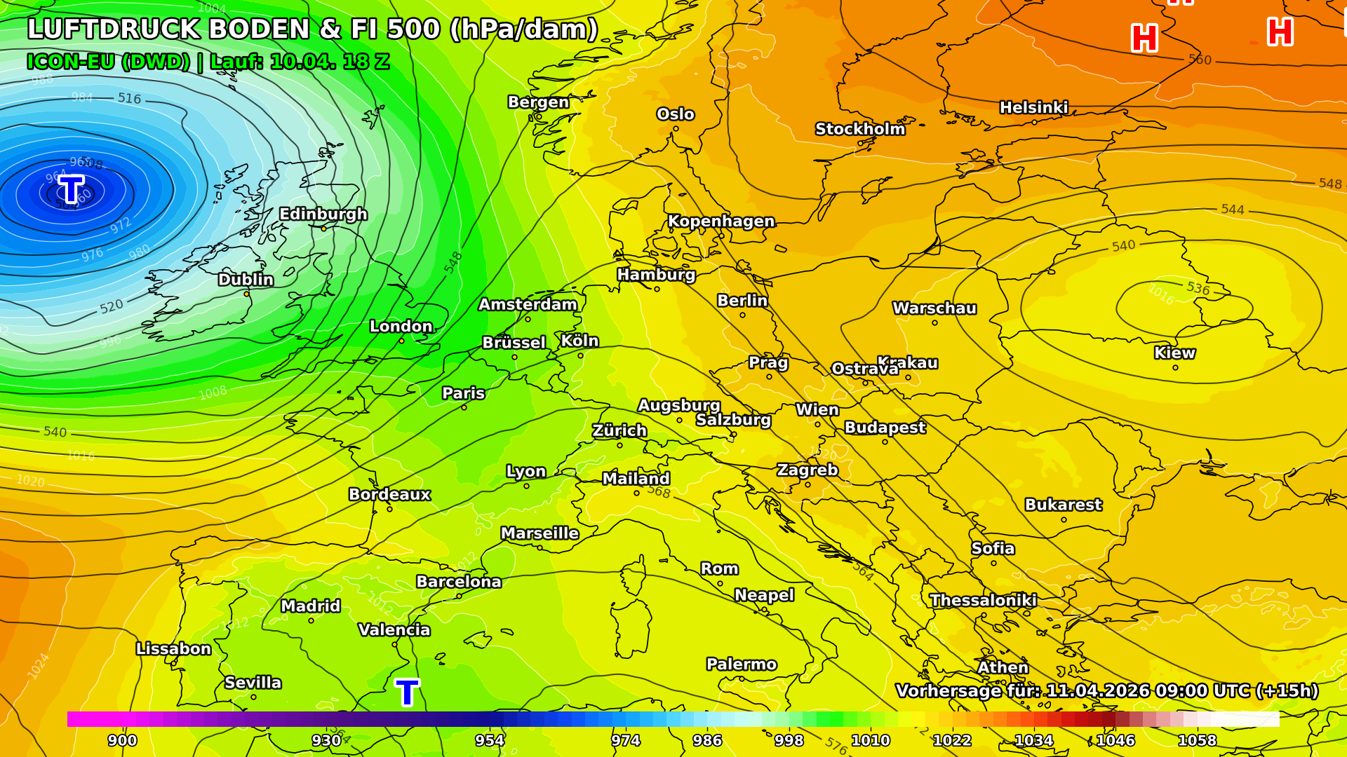 pmsl_2026-04-11_0900_15h Deutschland erlebt einen freundlichen Samstag! Sonntag neuer Regen und kühler!